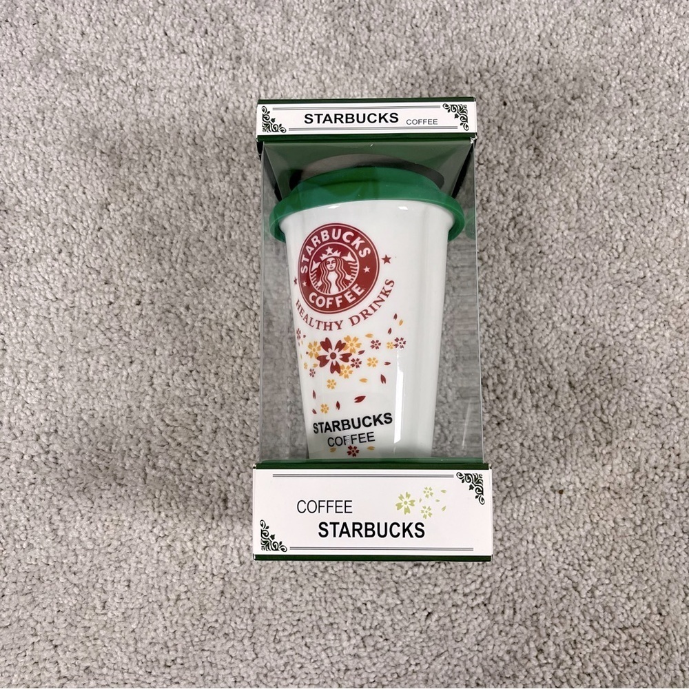 NIB Starbucks Coffee Rare Healthy Drinks Ceramic Silicone Lid Reusable Cup